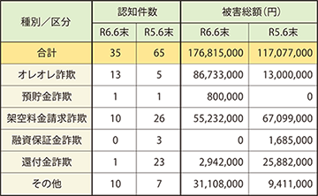 熊本県内における「電話で『お金』詐欺」の被害状況(令和6年6月末)